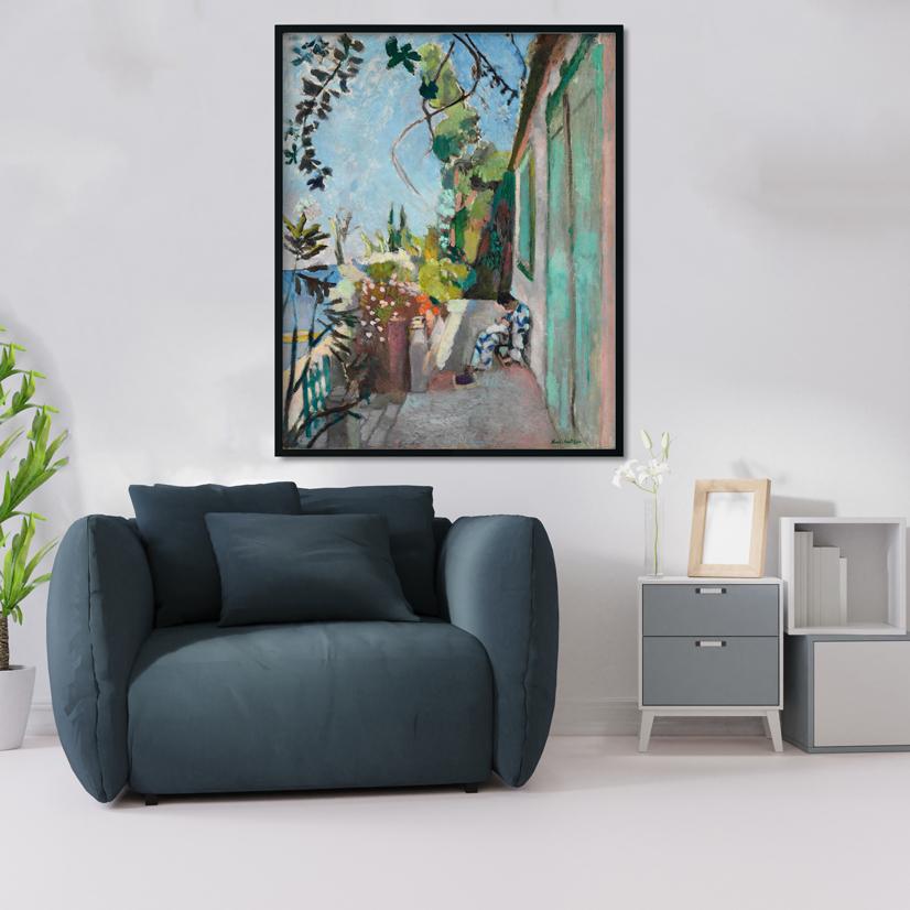 The Terrace St Tropez Painting - Meri Deewar 4 :5 Vertical Premium Wall Art Canvas by MeriDeewar