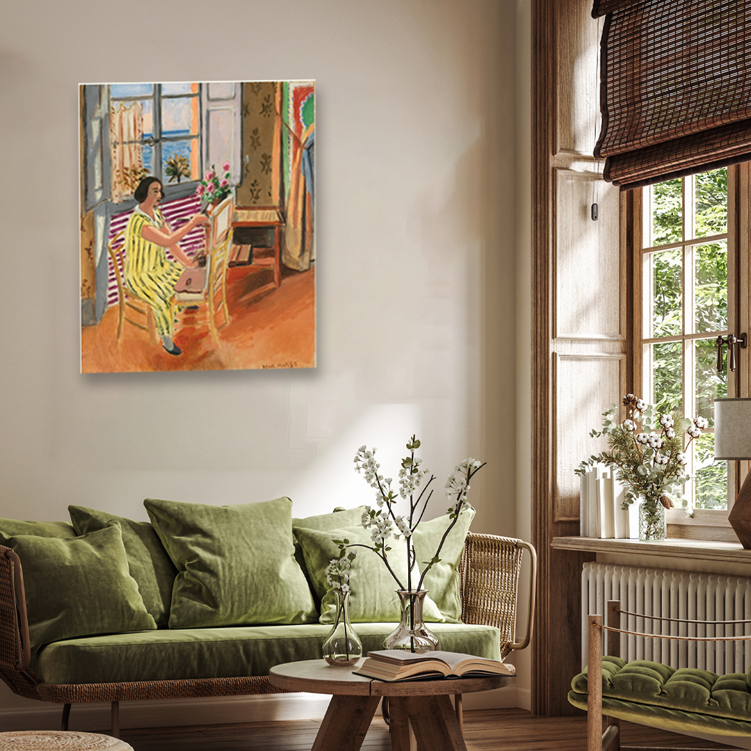 The Three O'Clock Sitting Painting 5 : 6 Vertical Premium Wall Art Canvas by MeriDeewar