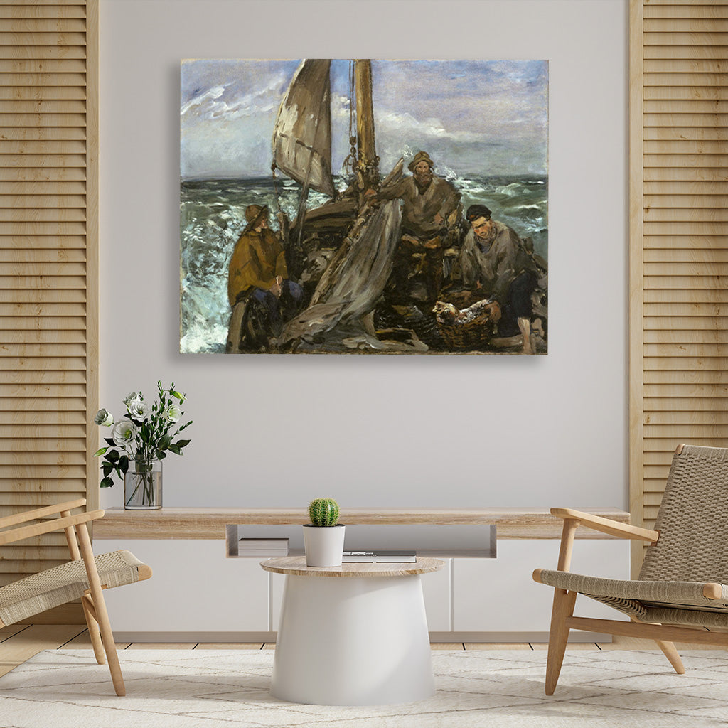 The Toilers of the Sea Painting - Meri Deewar 5 : 4 Horizontal Premium Wall Art Canvas by MeriDeewar