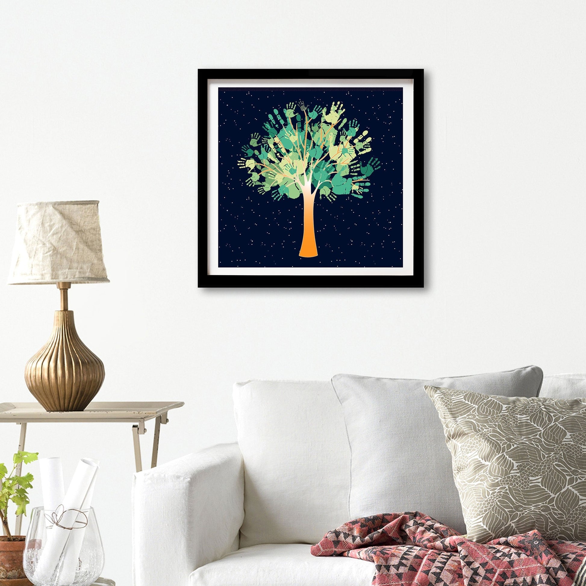 The tree of unity Painting - Meri Deewar 1 : 1 Square Premium Wall Art Canvas by MeriDeewar