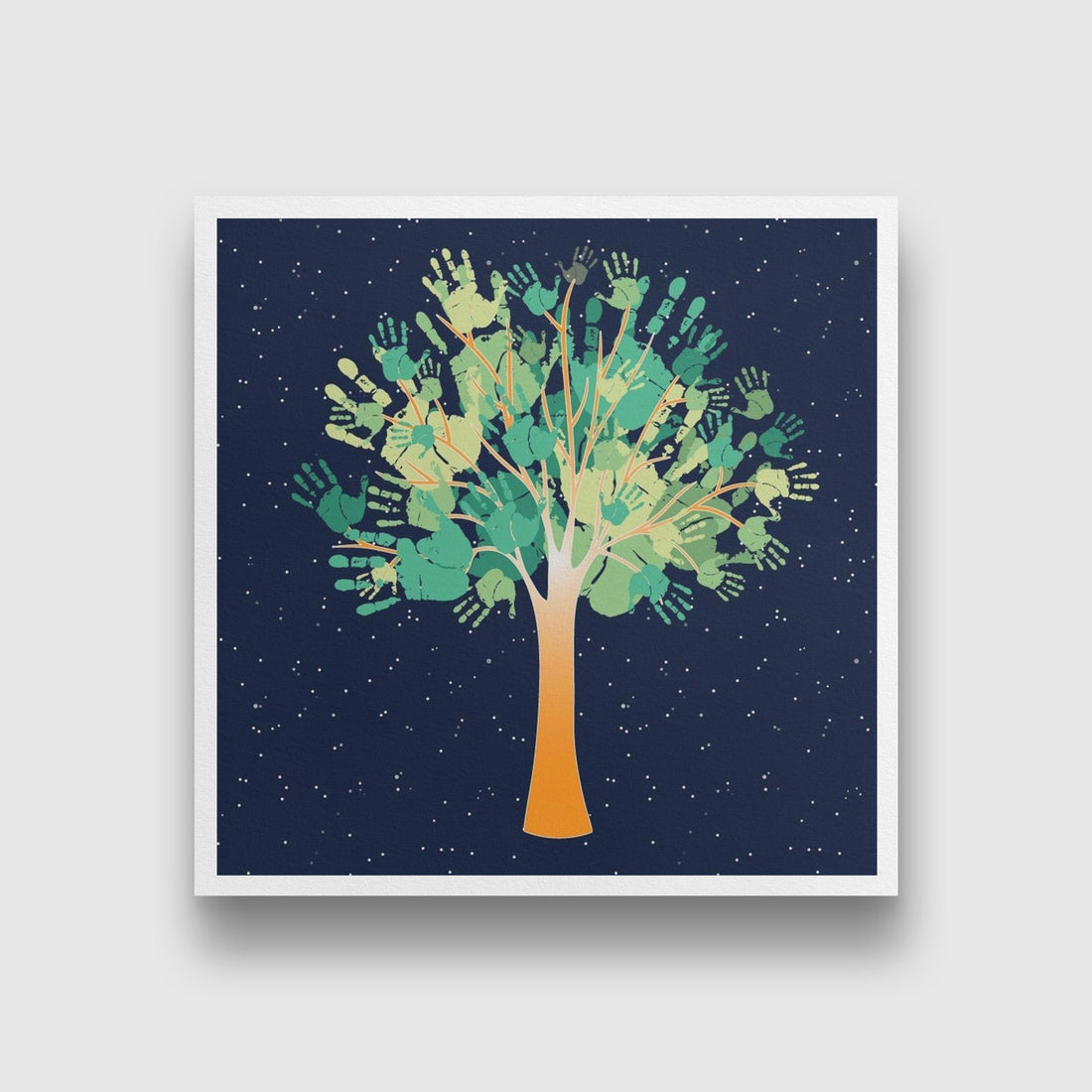 The tree of unity Painting - Meri Deewar 1 : 1 Square Premium Wall Art Canvas by MeriDeewar