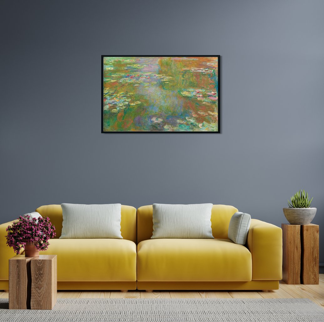 The Water Lily Pond By Claude Monet Painting - Meri Deewar 3 : 2 Horizontal Premium Wall Art Canvas by MeriDeewar