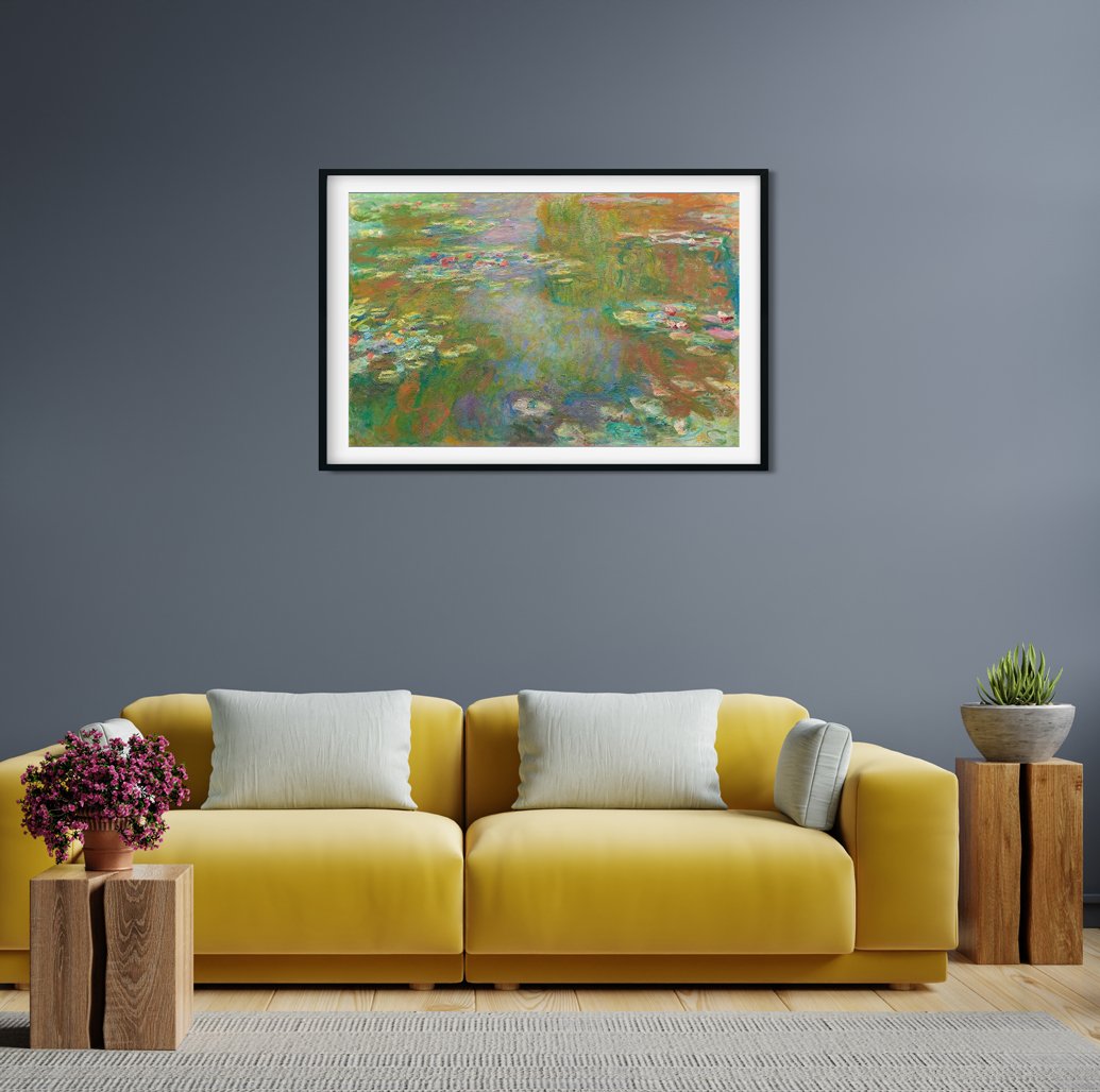 The Water Lily Pond By Claude Monet Painting - Meri Deewar 3 : 2 Horizontal Premium Wall Art Canvas by MeriDeewar