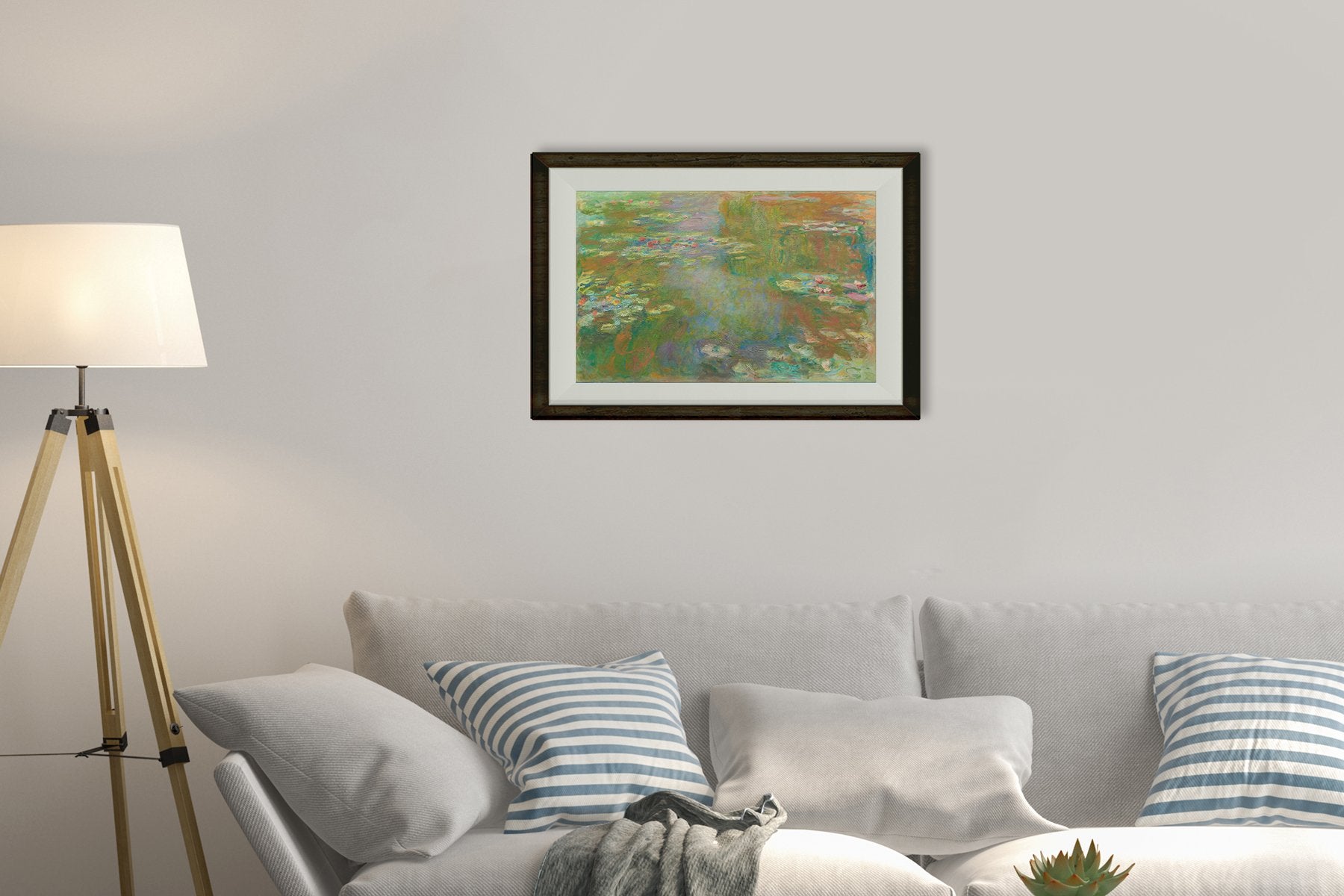 The Water Lily Pond By Claude Monet Painting - Meri Deewar 3 : 2 Horizontal Premium Wall Art Canvas by MeriDeewar