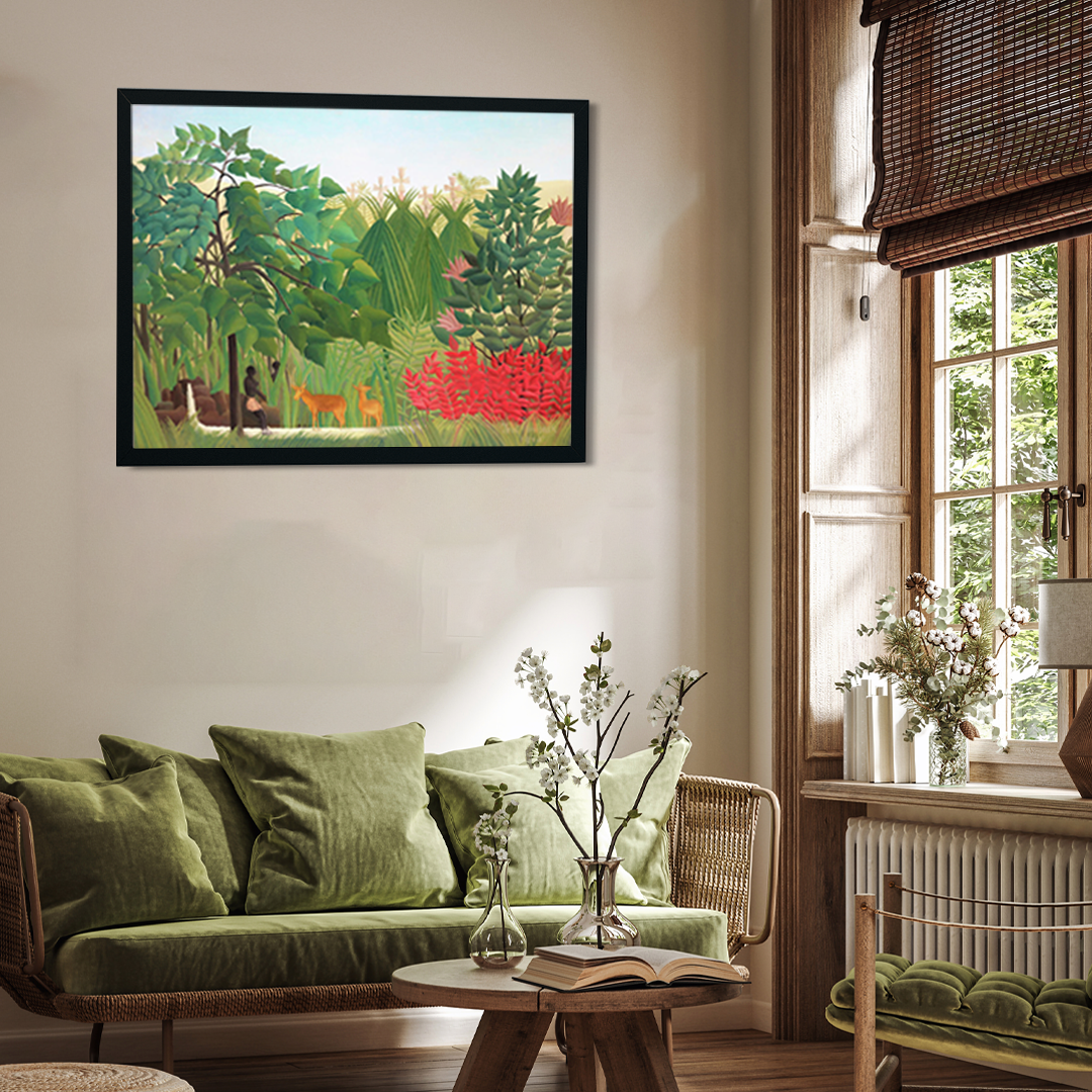 The Waterfall by Henri Rousseau Painting 4 : 3 Horizontal Premium Wall Art Canvas by MeriDeewar