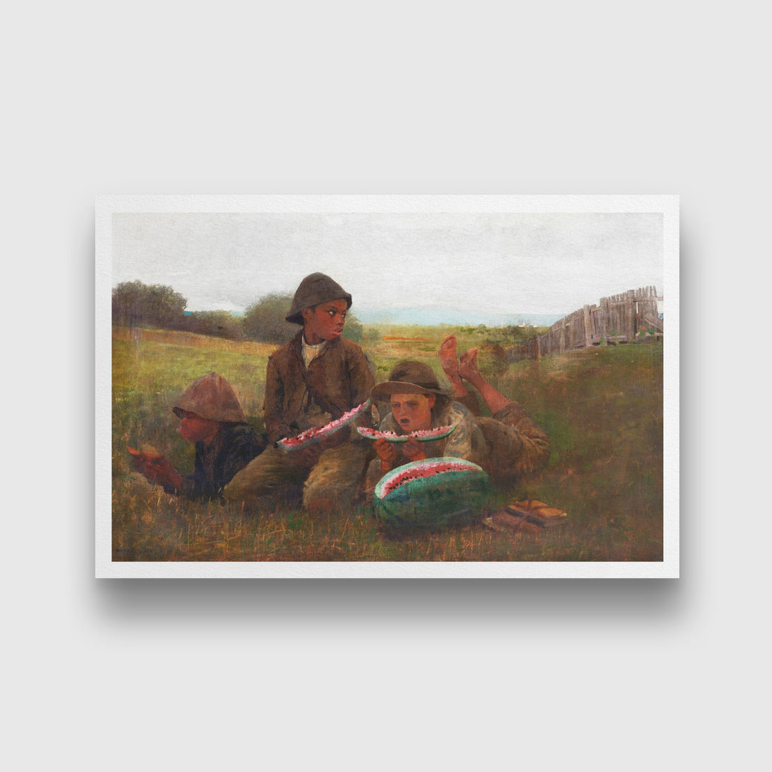 The Watermelon Boys painting - Meri Deewar 3 : 2 Horizontal Premium Wall Art Canvas by MeriDeewar