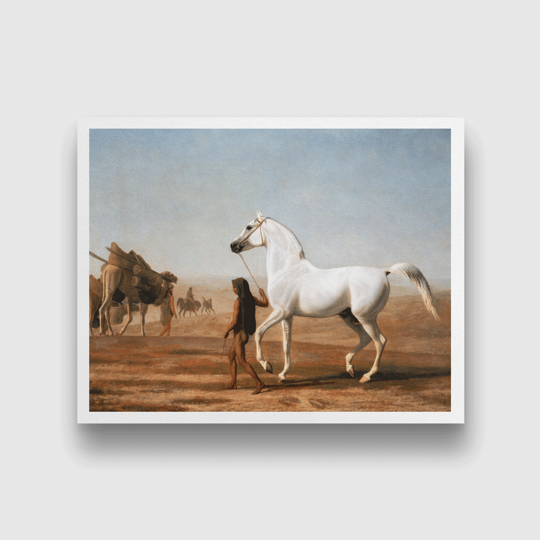 The Wellesley Grey Arabian Led through the Desert Painting 4 :5 Vertical Premium Wall Art Canvas by MeriDeewar