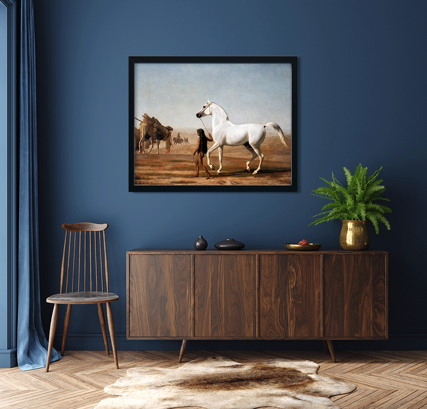 The Wellesley Grey Arabian Led through the Desert Painting 4 :5 Vertical Premium Wall Art Canvas by MeriDeewar
