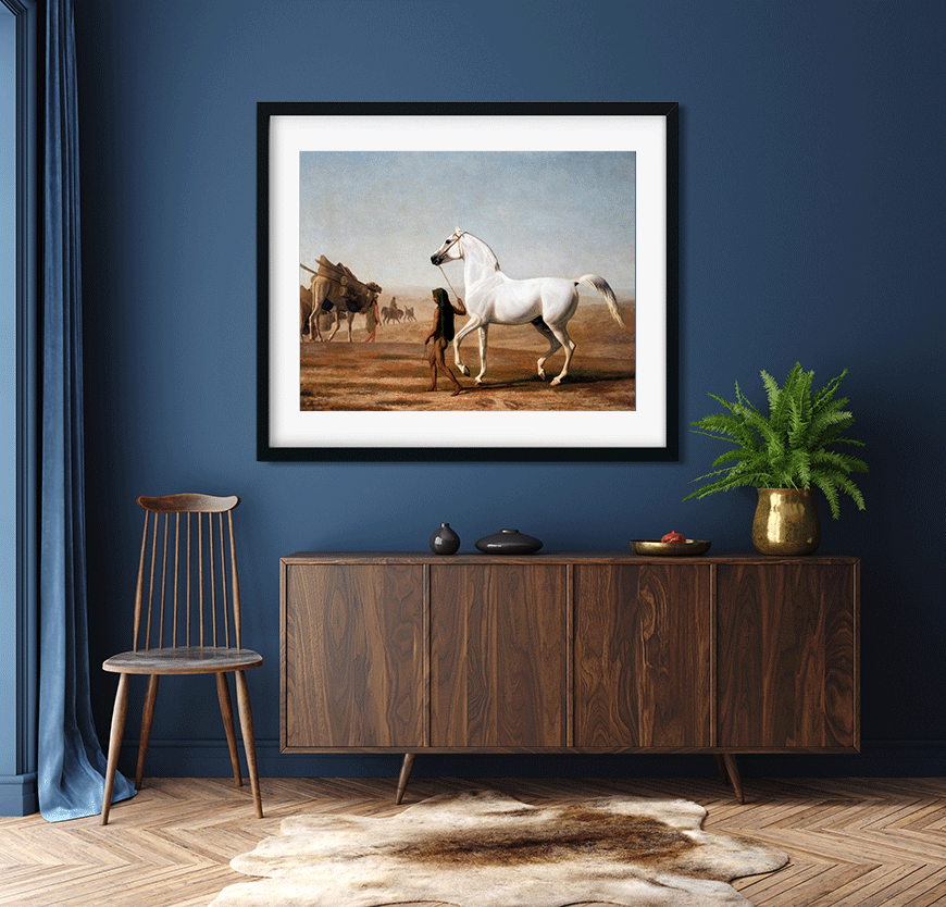 The Wellesley Grey Arabian Led through the Desert Painting 4 :5 Vertical Premium Wall Art Canvas by MeriDeewar