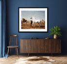 The Wellesley Grey Arabian Led through the Desert Painting 4 :5 Vertical Premium Wall Art Canvas by MeriDeewar