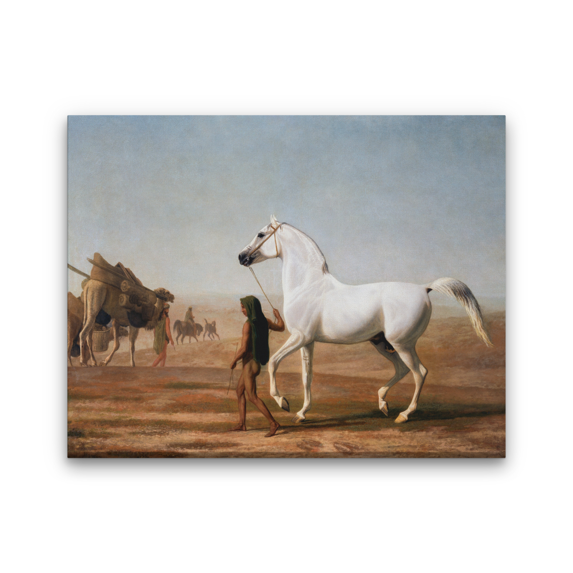 The Wellesley Grey Arabian Led through the Desert Painting 4 :5 Vertical Premium Wall Art Canvas by MeriDeewar