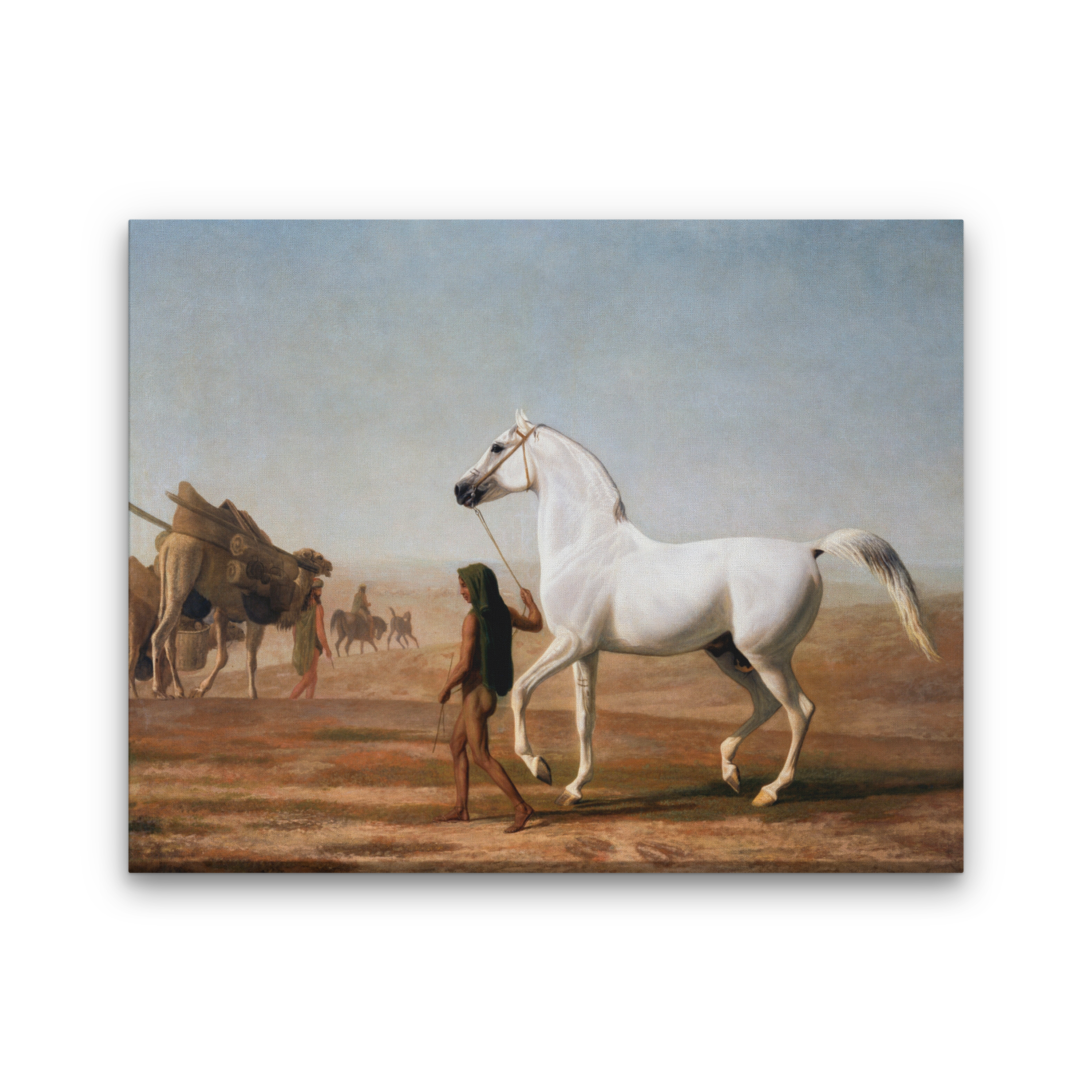 The Wellesley Grey Arabian Led through the Desert Painting 4 :5 Vertical Premium Wall Art Canvas by MeriDeewar