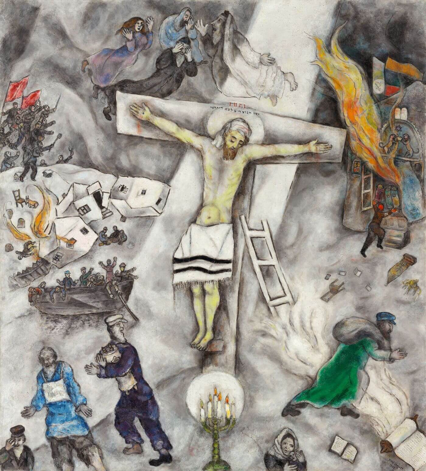 The white crucifixion Painting - Meri Deewar 1 : 1 Square Premium Wall Art Canvas by MeriDeewar