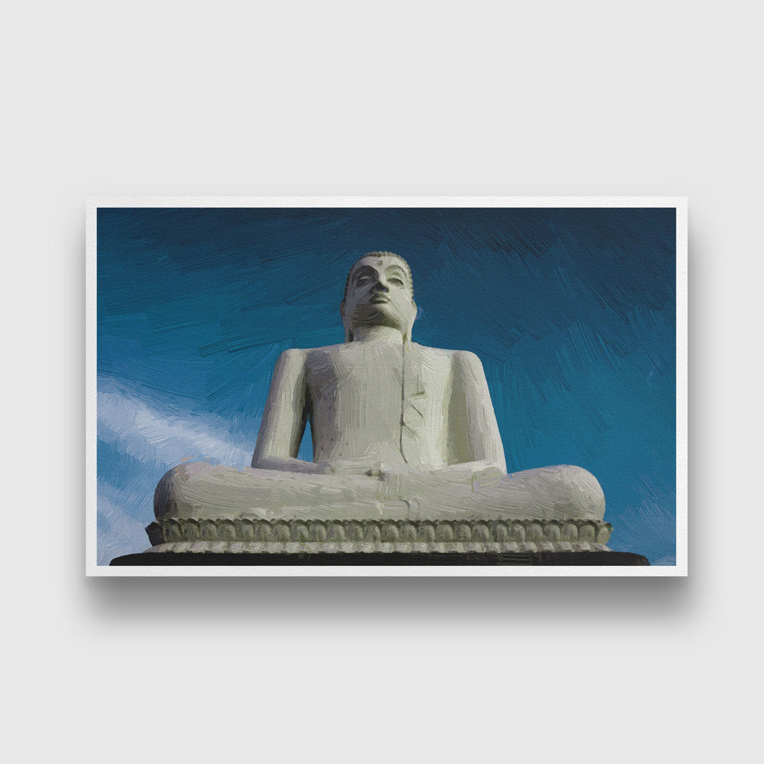The White Stone Buddha Statue painting - Meri Deewar 3 : 2 Horizontal Premium Wall Art Canvas by MeriDeewar