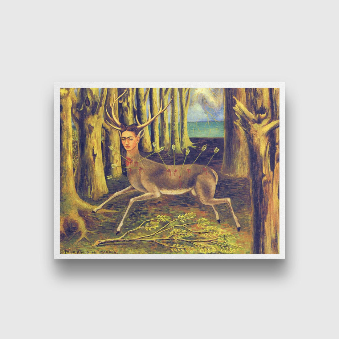 The Wounded Deer Painting - Meri Deewar 4 : 3 Horizontal Premium Wall Art Canvas by MeriDeewar