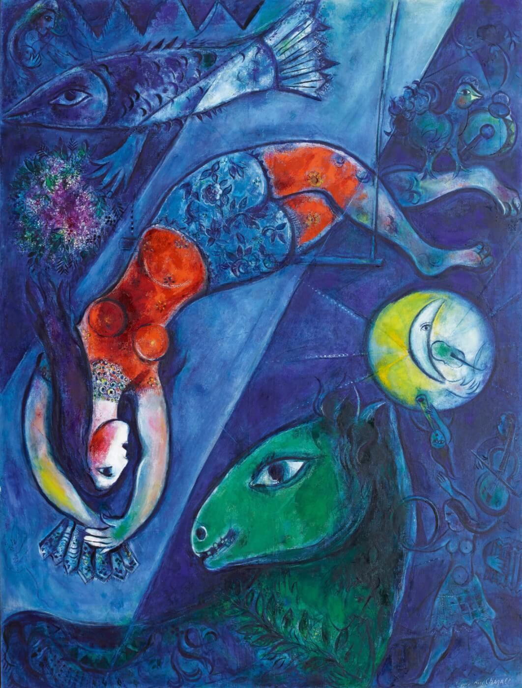 The blue circus Painting - Meri Deewar - MeriDeewar