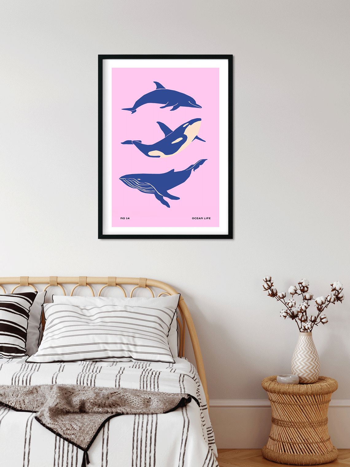 Three big space whales Art Painting 3 : 4.2 Vertical Premium Wall Art Canvas by MeriDeewar