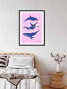 Three big space whales Art Painting 3 : 4.2 Vertical Premium Wall Art Canvas by MeriDeewar