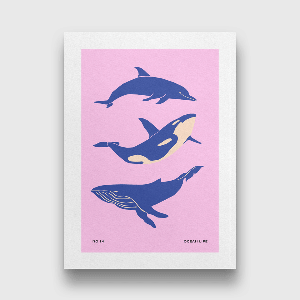 Three big space whales Art Painting 3 : 4.2 Vertical Premium Wall Art Canvas by MeriDeewar