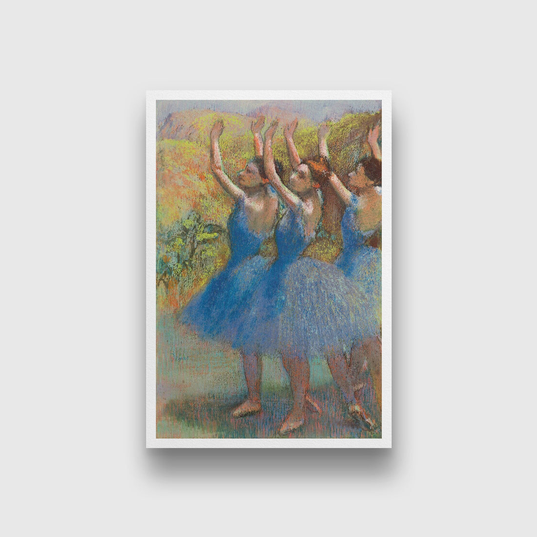 Three Dancers In Blue Skirts Painting - Meri Deewar 2 : 3 Vertical Premium Wall Art Canvas by MeriDeewar