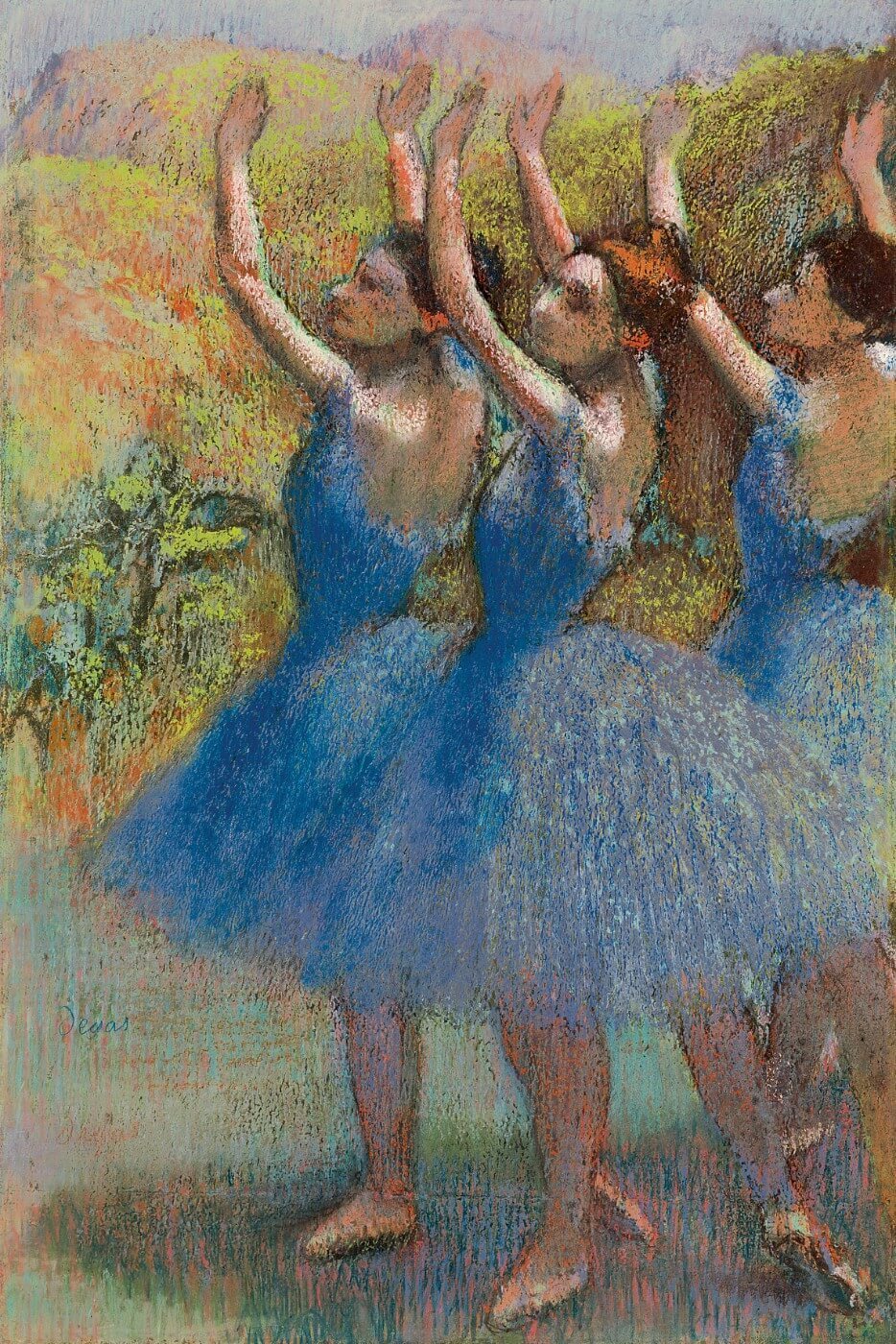 Three Dancers In Blue Skirts Painting - Meri Deewar 2 : 3 Vertical Premium Wall Art Canvas by MeriDeewar