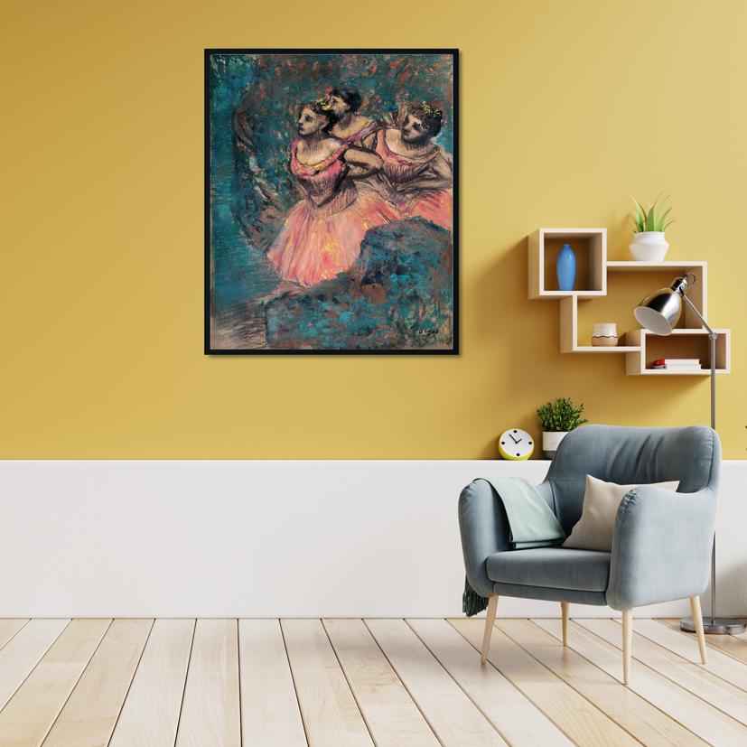 Three Dancers in Red Costume Painting - Meri Deewar 5 : 6 Vertical Premium Wall Art Canvas by MeriDeewar