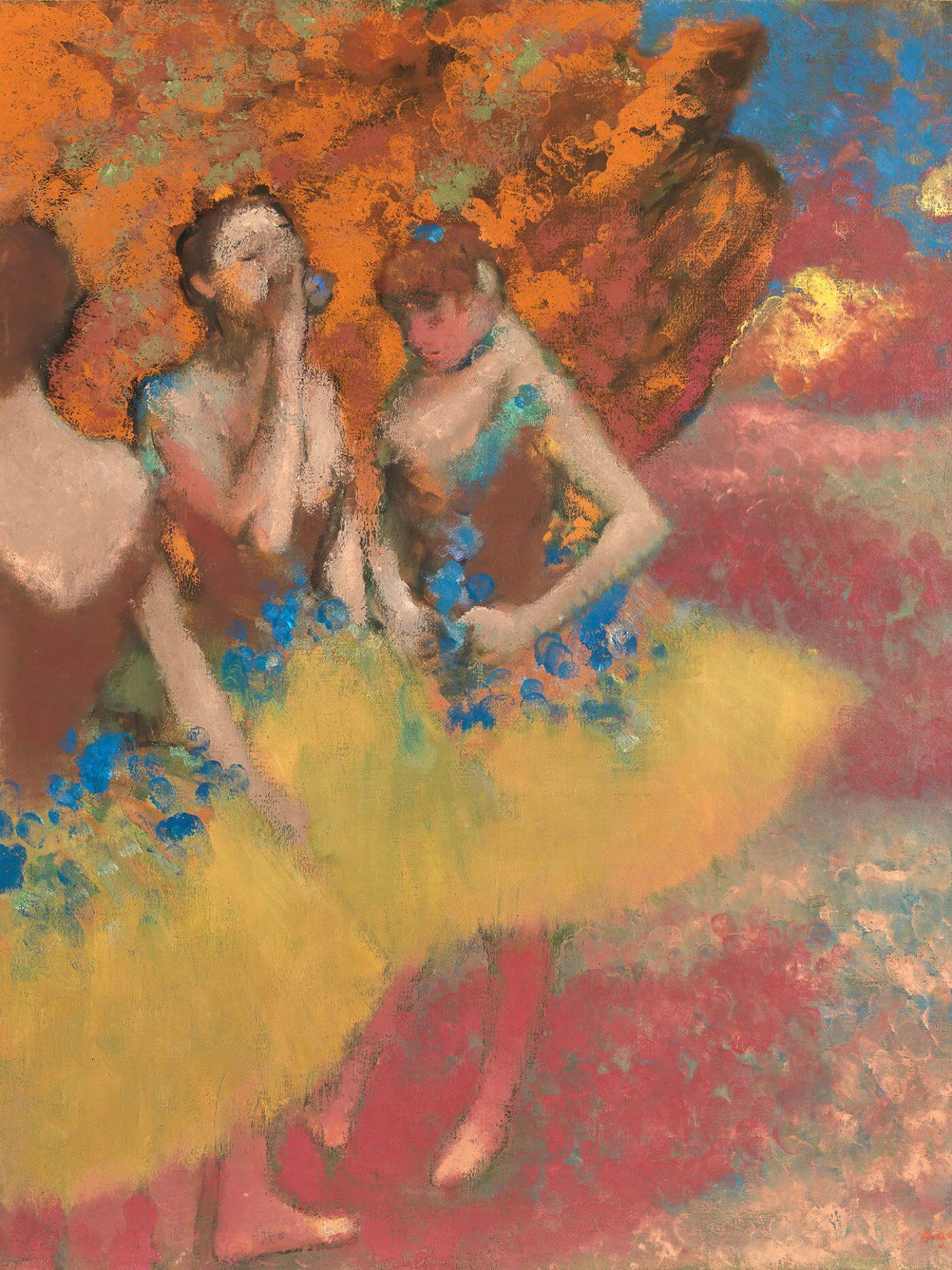Three Dancers in Yellow Skirts Painting - Meri Deewar 3 : 4 Vertical Premium Wall Art Canvas by MeriDeewar