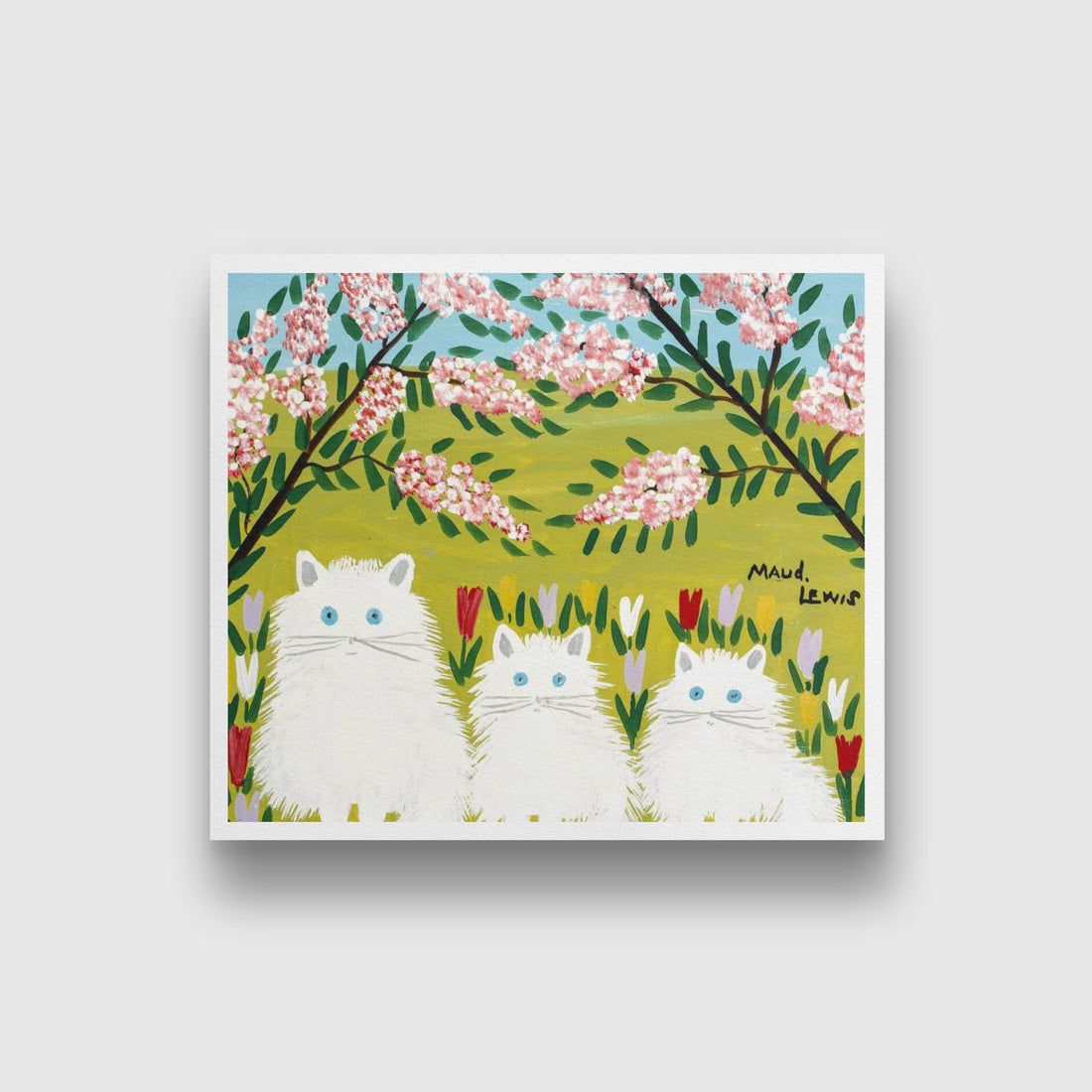 Three White Cats Painting - Meri Deewar 1 : 1 Square Premium Wall Art Canvas by MeriDeewar
