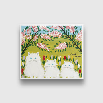 Three White Cats Painting - Meri Deewar 1 : 1 Square Premium Wall Art Canvas by MeriDeewar