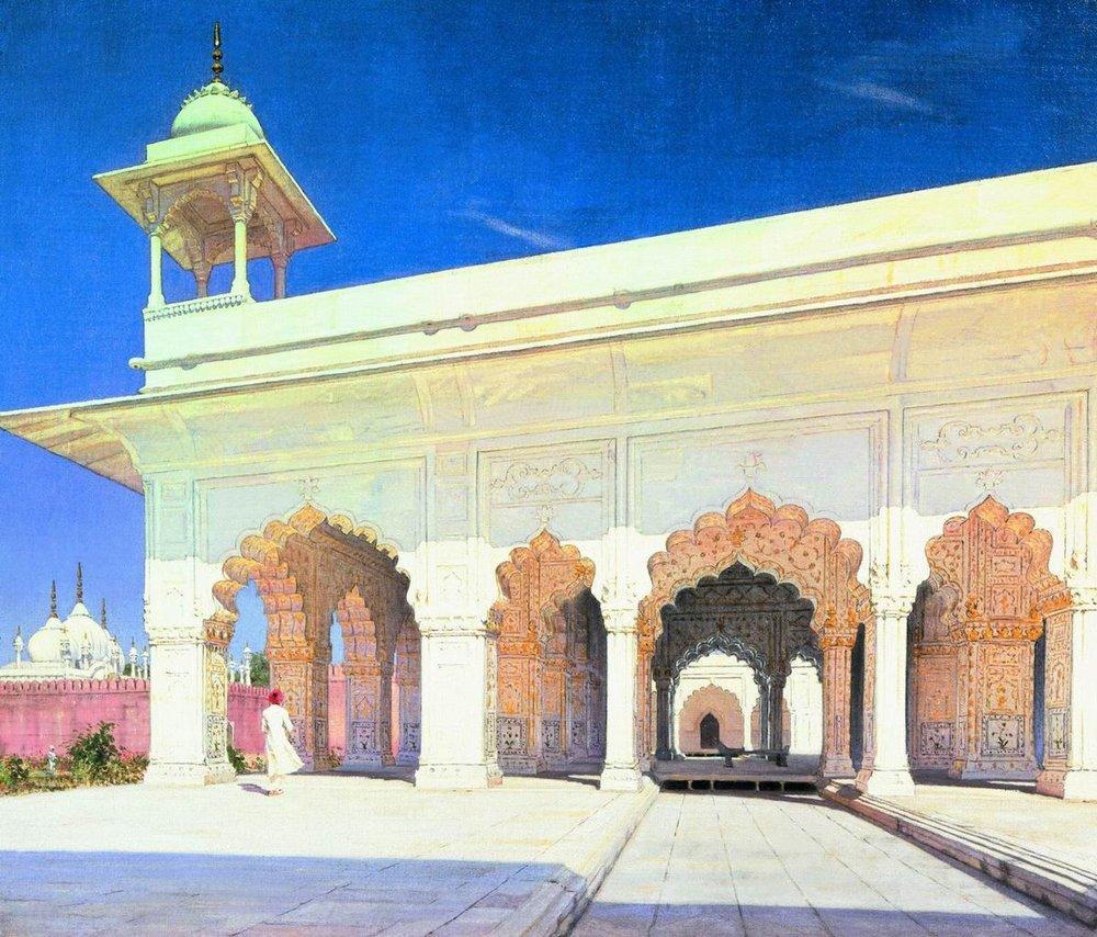 Throne hall of the great mughal shah jahan and aurang zeb in delhi fort Painting - Meri Deewar 6 : 5 Horizontal Premium Wall Art Canvas by MeriDeewar