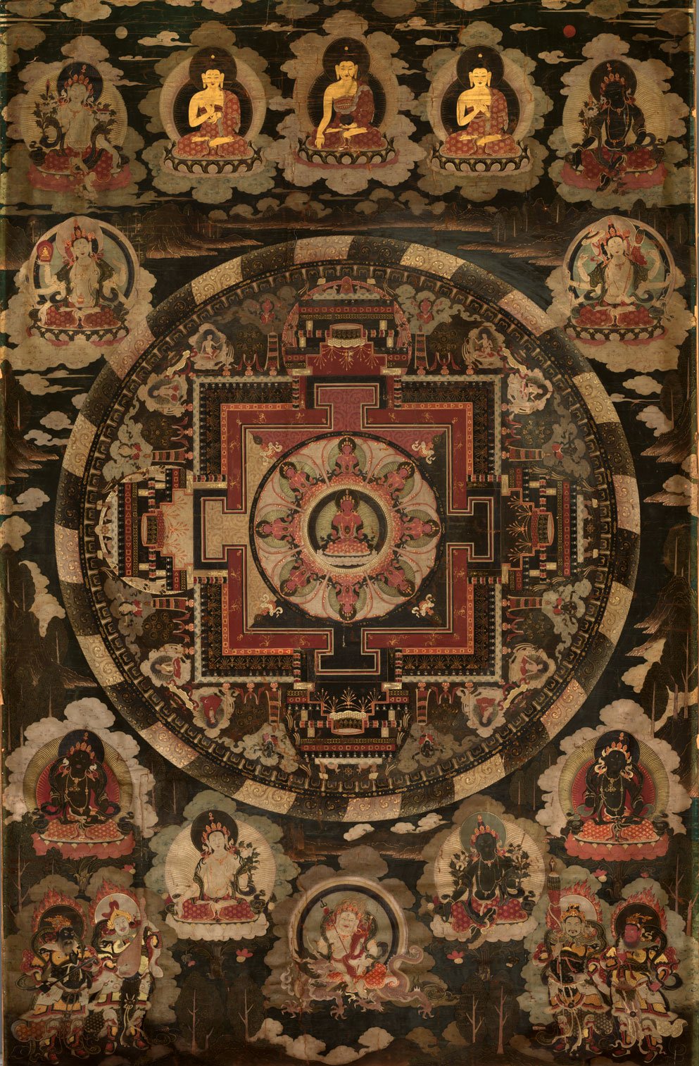 Tibet Mandala Painting 2 : 3 Vertical Premium Wall Art Canvas by MeriDeewar