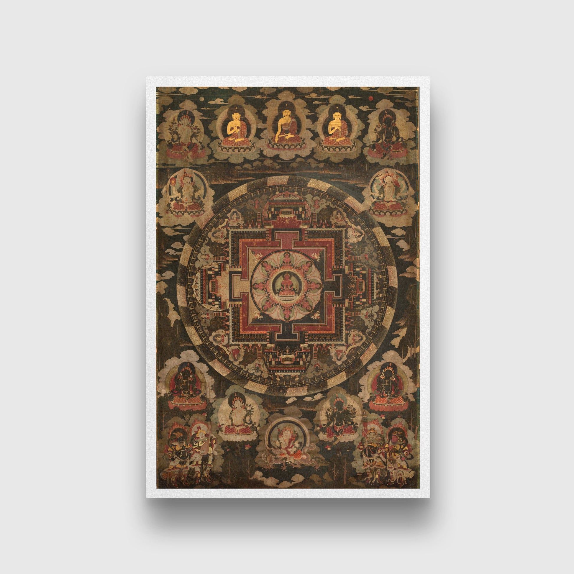Tibet Mandala Painting 2 : 3 Vertical Premium Wall Art Canvas by MeriDeewar