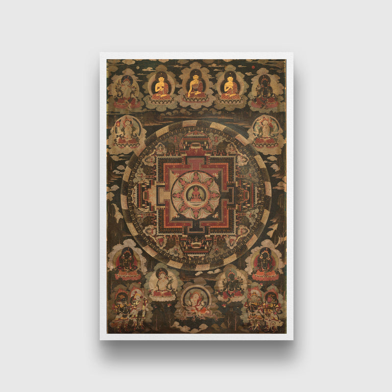 Tibet Mandala Painting 2 : 3 Vertical Premium Wall Art Canvas by MeriDeewar