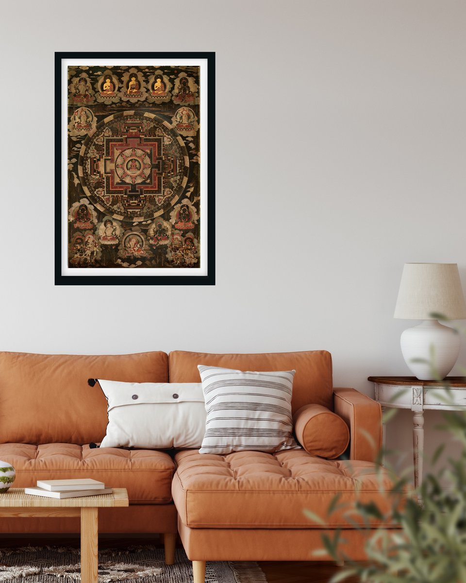Tibet Mandala Painting 2 : 3 Vertical Premium Wall Art Canvas by MeriDeewar