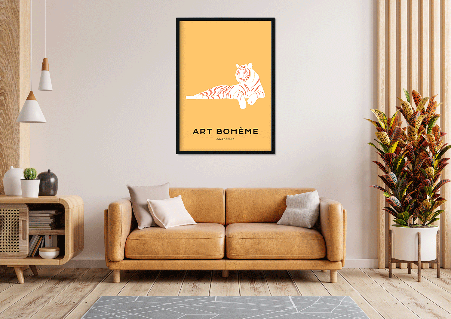 Tiger Art Boheme Painting 3 : 4.2 Vertical Premium Wall Art Canvas by MeriDeewar