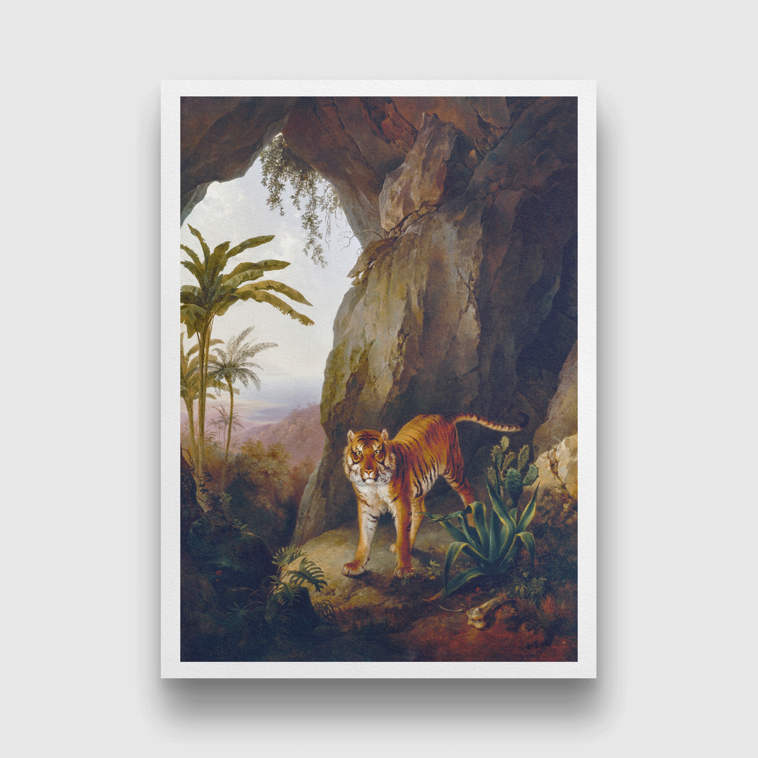 Tiger in a Cave Painting 3 : 4.2 Vertical Premium Wall Art Canvas by MeriDeewar