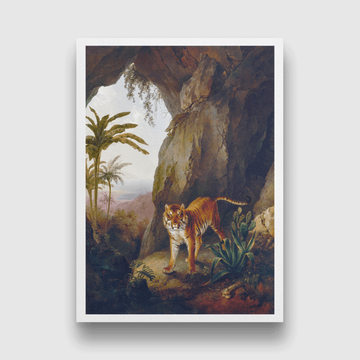 Tiger in a Cave Painting 3 : 4.2 Vertical Premium Wall Art Canvas by MeriDeewar