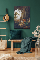 Tiger in a Cave Painting 3 : 4.2 Vertical Premium Wall Art Canvas by MeriDeewar