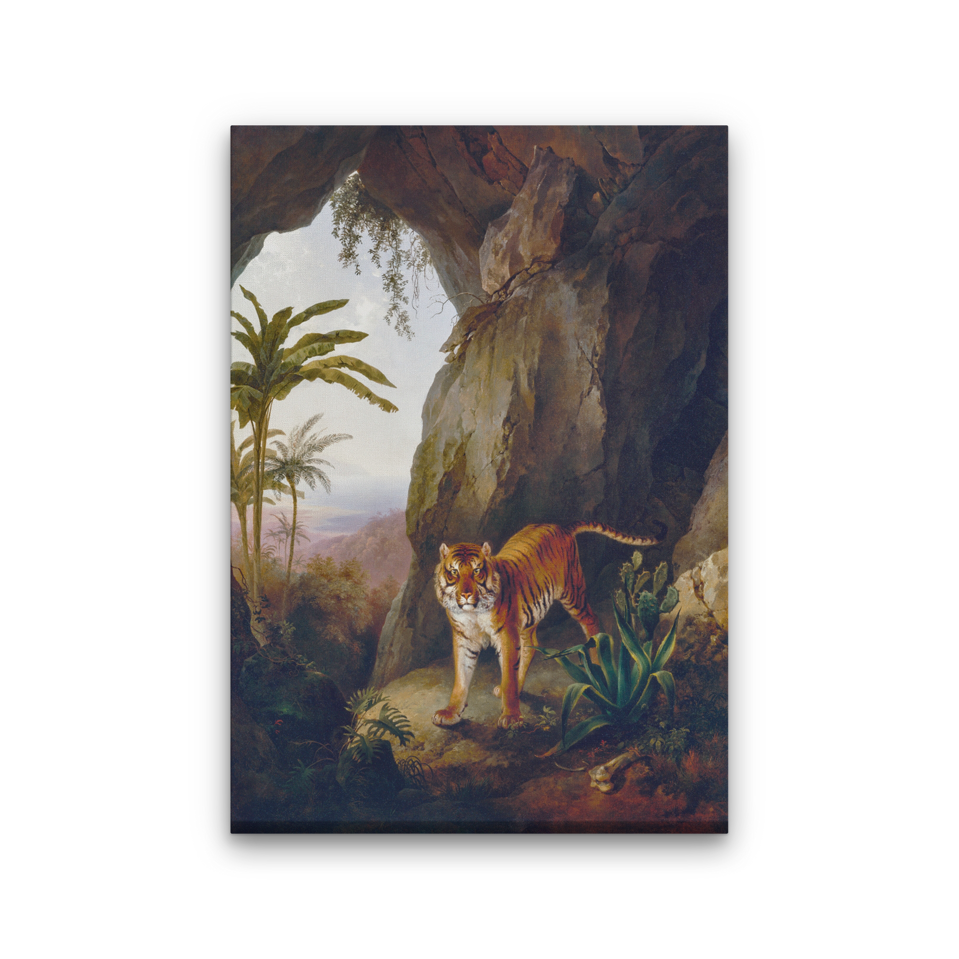 Tiger in a Cave Painting 3 : 4.2 Vertical Premium Wall Art Canvas by MeriDeewar
