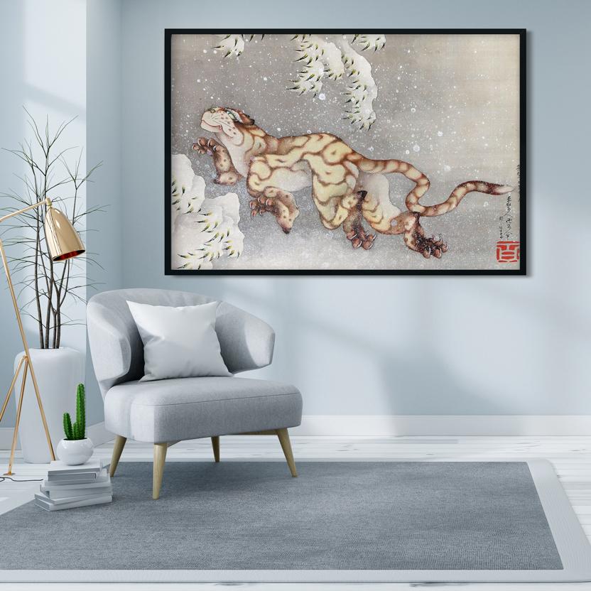 TIGER IN A SNOWSTORM Painting - Meri Deewar 3 : 2 Horizontal Premium Wall Art Canvas by MeriDeewar