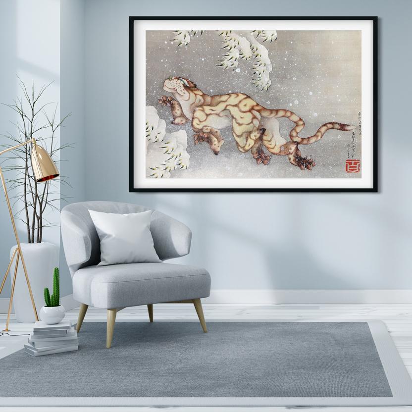 TIGER IN A SNOWSTORM Painting - Meri Deewar 3 : 2 Horizontal Premium Wall Art Canvas by MeriDeewar