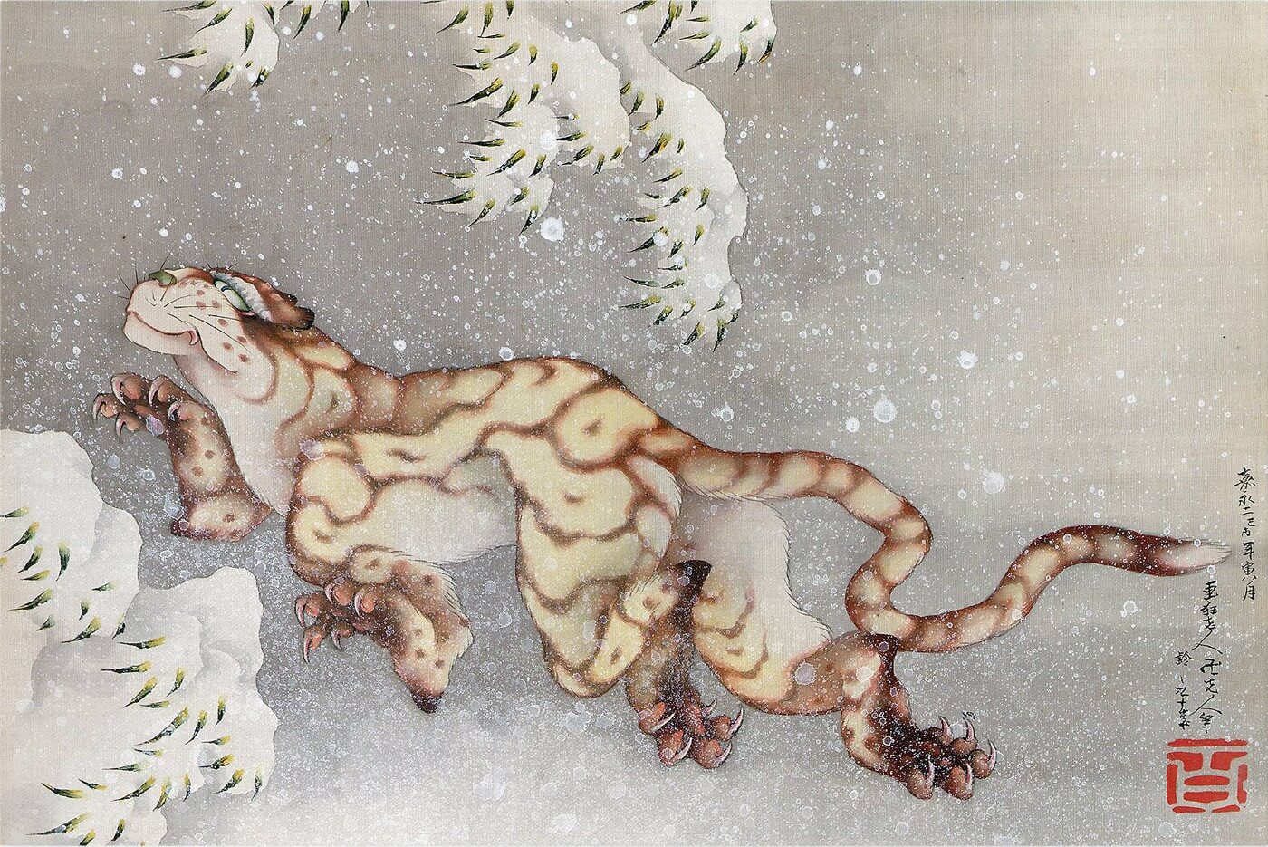 TIGER IN A SNOWSTORM Painting - Meri Deewar 3 : 2 Horizontal Premium Wall Art Canvas by MeriDeewar