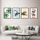 Tiger running sitting lying tiger flat design Painting 2 : 3 Vertical Premium Wall Art Canvas by MeriDeewar