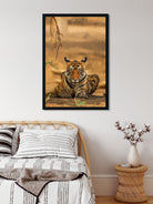 Tiger sitting in a forest Painting - Meri Deewar 2 : 3 Vertical Premium Wall Art Canvas by MeriDeewar