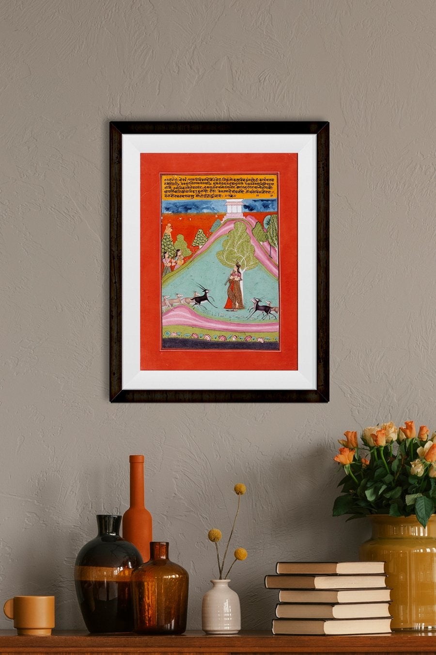 Todi Ragini, Second Wife of Hindol Raga, Folio from a Ragamala (Garland of Melodies) Painting - Meri Deewar 4 X 5.5 Vertical Premium Wall Art Canvas by MeriDeewar