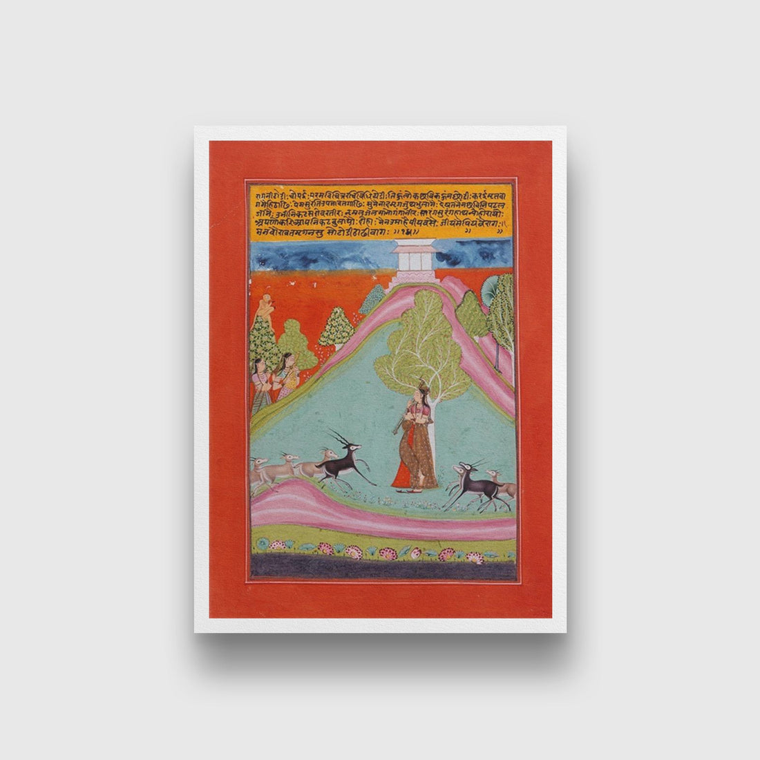 Todi Ragini, Second Wife of Hindol Raga, Folio from a Ragamala (Garland of Melodies) Painting - Meri Deewar 4 X 5.5 Vertical Premium Wall Art Canvas by MeriDeewar