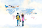 Tourist Couple Painting - Meri Deewar 3 : 2 Horizontal Premium Wall Art Canvas by MeriDeewar