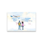 Tourist Couple Painting - Meri Deewar 3 : 2 Horizontal Premium Wall Art Canvas by MeriDeewar