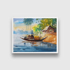 Traditional Indian house Boat Painting - Meri Deewar 4 : 3 Horizontal Premium Wall Art Canvas by MeriDeewar