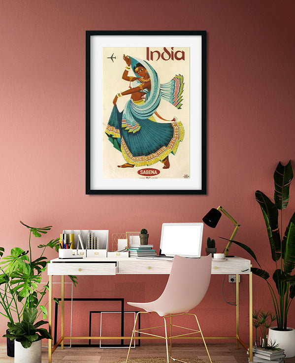 Traditional Indian Women Retro Poster 2 : 3 Vertical Premium Wall Art Canvas by MeriDeewar